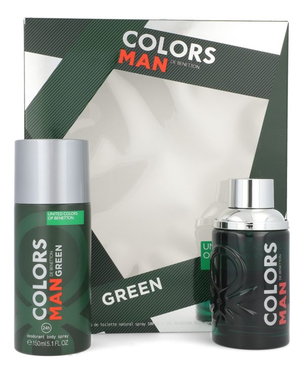 2507 4SET BENETTON COLORS MAN GREEN  DESOD 2 PZAS CABALLERO